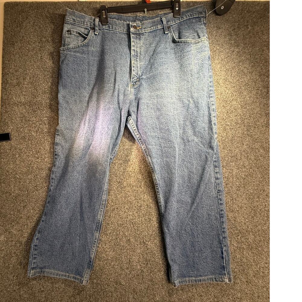 Wrangler Men Five Star Premium Denim Regular Fit Blue Jeans Size 42x30 1097FXVMD